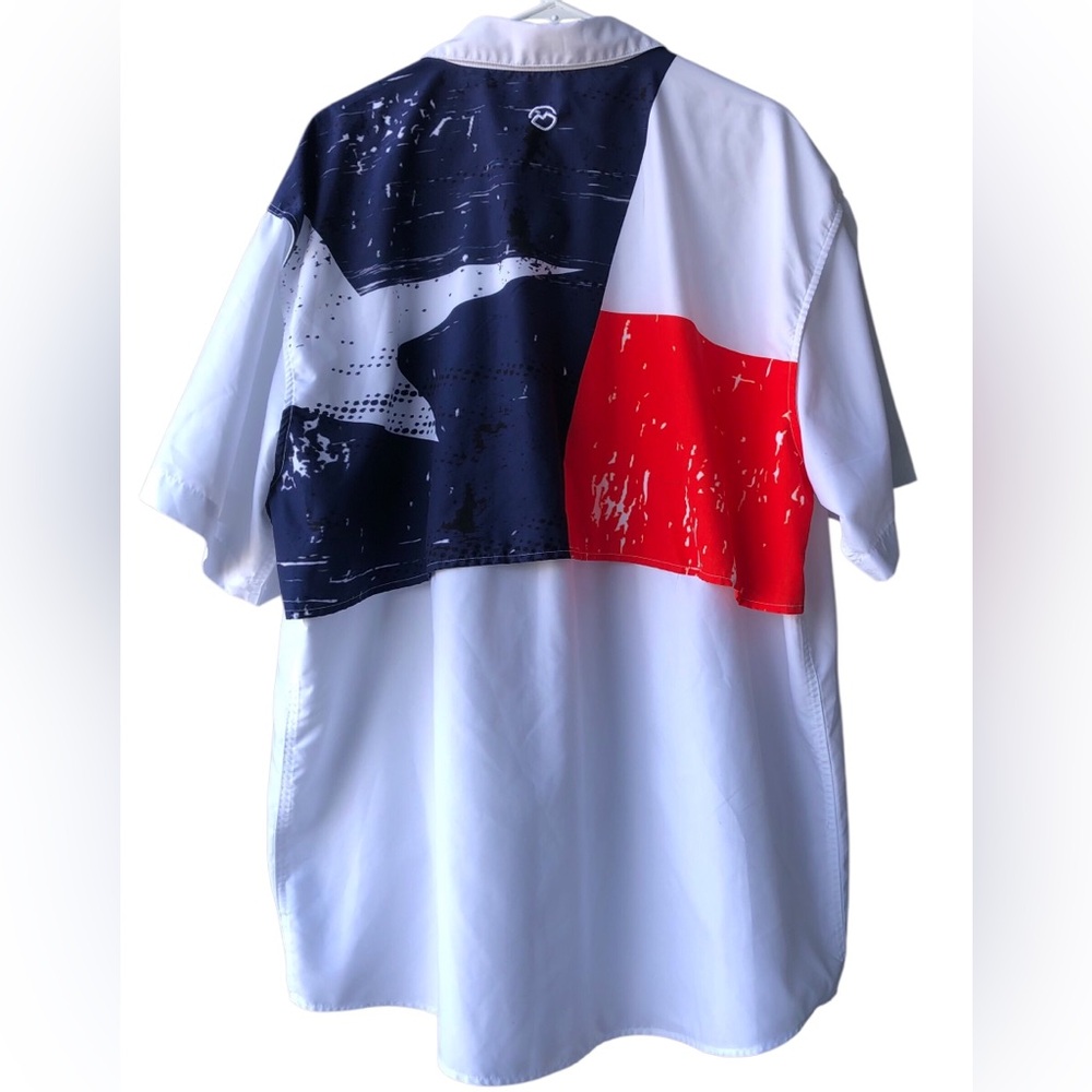 MAGALLAN Outdoors Size 2X Men’s Lake Fork Texas Flag Fishing Shirt.Button Up.